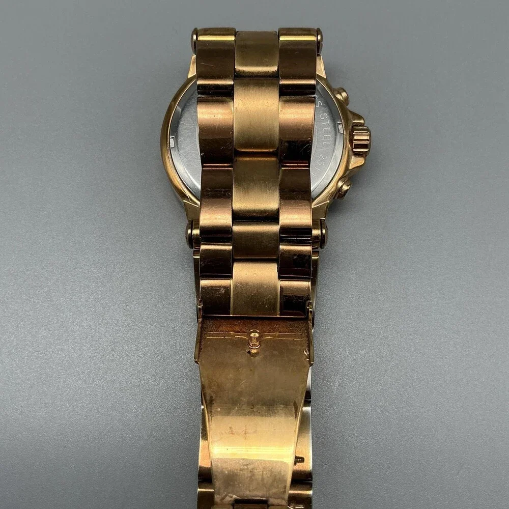 Michael Kors MK-5412 Womens Watch 41mm Crystal Bezel Chronograph New Battery 7